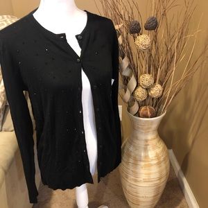 Cardigan with Black Sparkle Detail Sz Medium